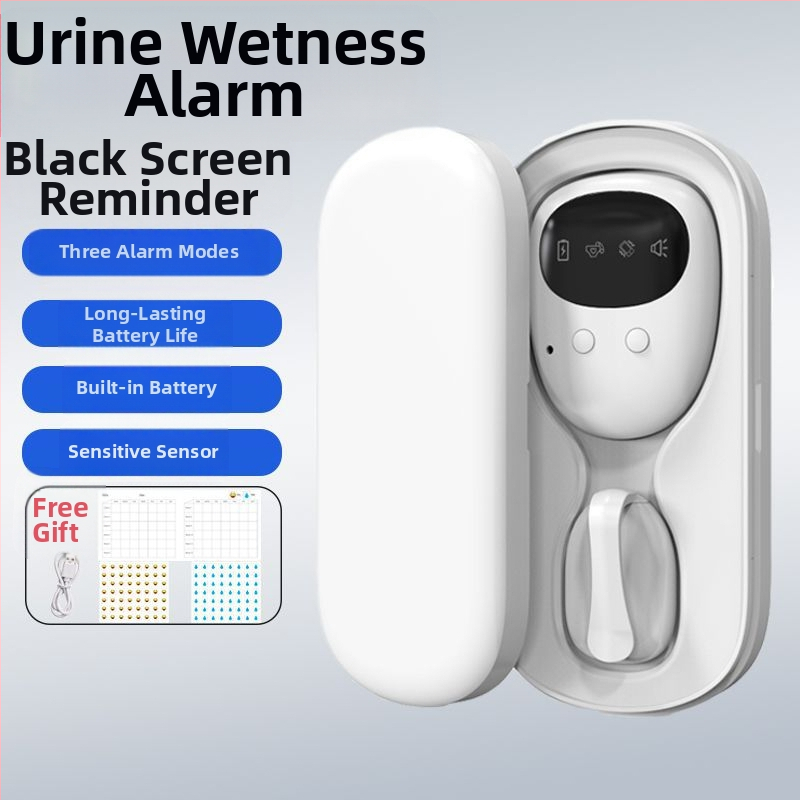 Belaidis įspėjimo monitorius dėl šlapimo drėgmės kūdikiams ir senyviems; įspėjimo režimai: skambutis, vibracija arba skambutis+ vibracija; įrenginio svoris 256 g; pakuotė 50 vnt