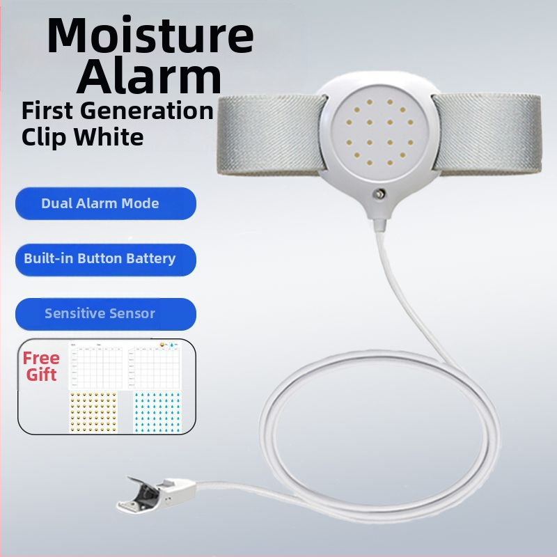 Belaidis įspėjimo monitorius dėl šlapimo drėgmės kūdikiams ir senyviems; įspėjimo režimai: skambutis, vibracija arba skambutis+ vibracija; įrenginio svoris 256 g; pakuotė 50 vnt