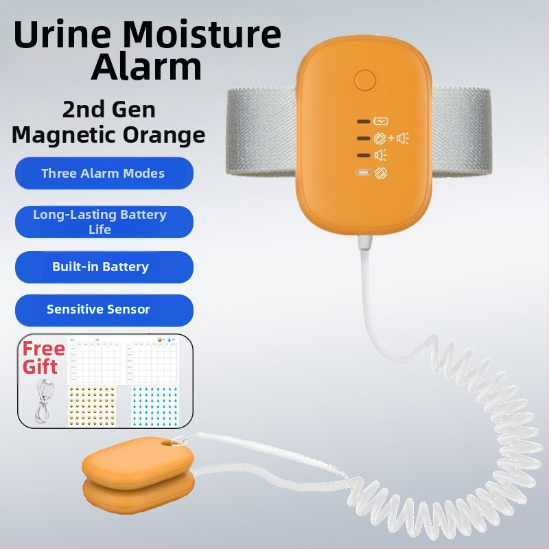 Belaidis įspėjimo monitorius dėl šlapimo drėgmės kūdikiams ir senyviems; įspėjimo režimai: skambutis, vibracija arba skambutis+ vibracija; įrenginio svoris 256 g; pakuotė 50 vnt
