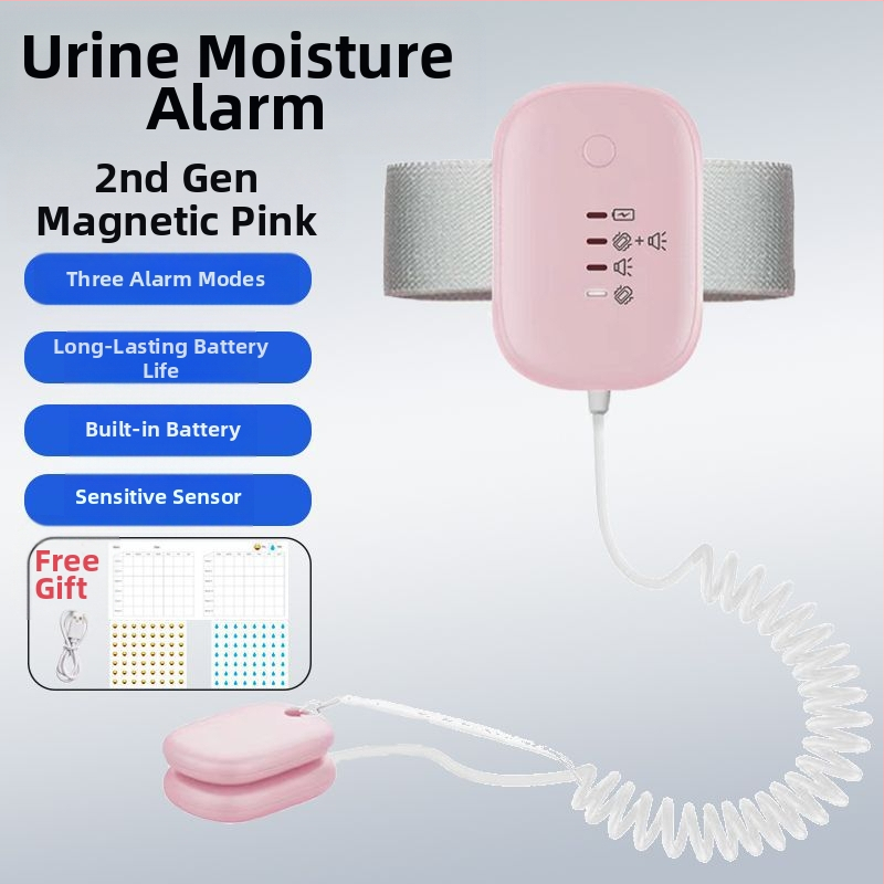 Belaidis įspėjimo monitorius dėl šlapimo drėgmės kūdikiams ir senyviems; įspėjimo režimai: skambutis, vibracija arba skambutis+ vibracija; įrenginio svoris 256 g; pakuotė 50 vnt