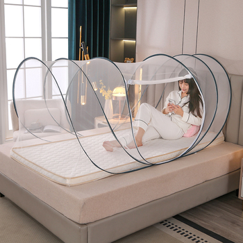 Мрежа против комари с три врати, полиестер, фибростъклена тръба, без монтаж, универсално приложение