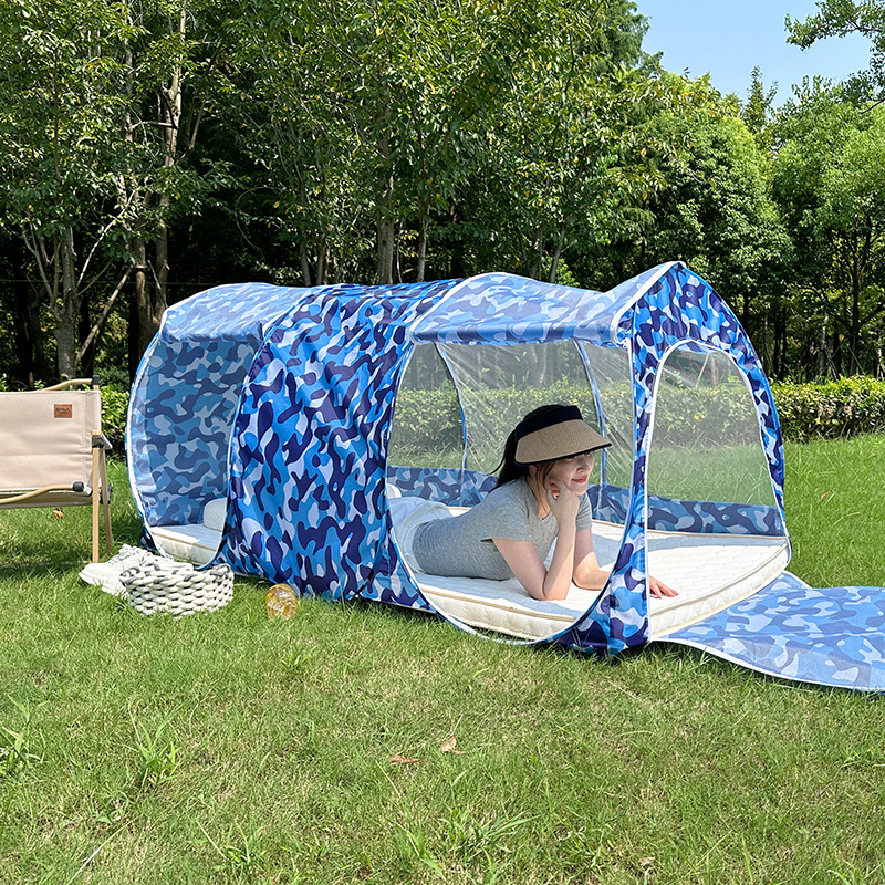 Мрежа против комари с три врати, полиестер, фибростъклена тръба, без монтаж, универсално приложение