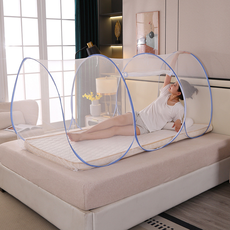 Мрежа против комари с три врати, полиестер, фибростъклена тръба, без монтаж, универсално приложение