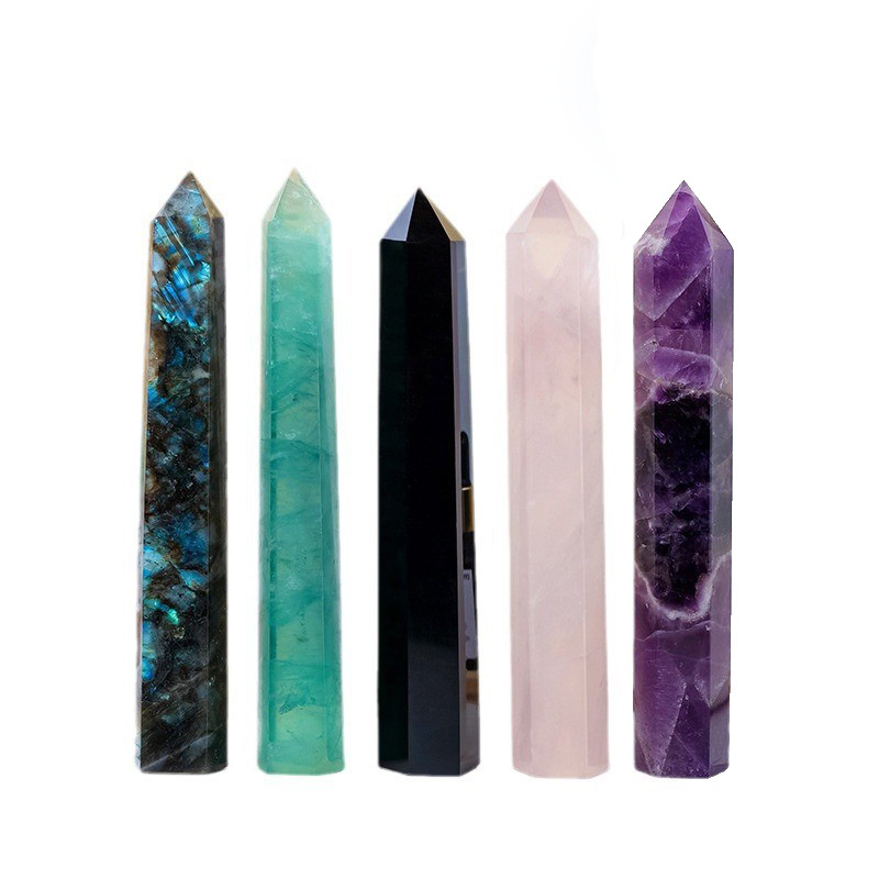 Kristāla sešstūra prizmā no rauja akmens — Runyangshi zīmols, mājas dekors, mūsdienu minimālisma stils, iepakots PP maisiņos