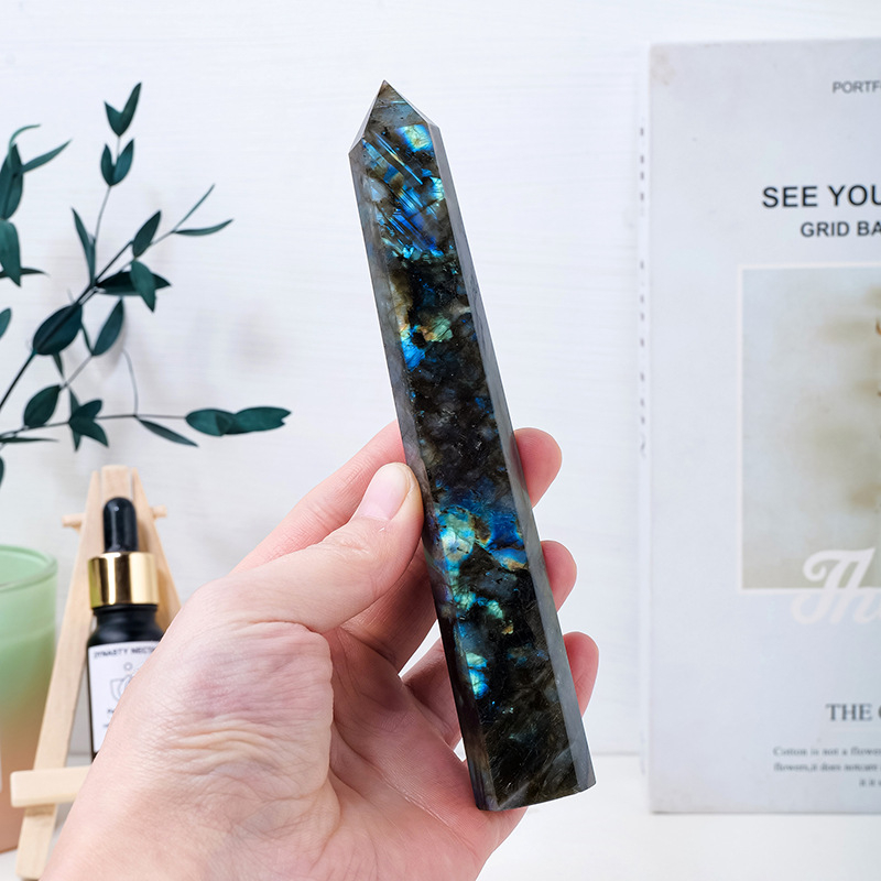 Kristāla sešstūra prizmā no rauja akmens — Runyangshi zīmols, mājas dekors, mūsdienu minimālisma stils, iepakots PP maisiņos