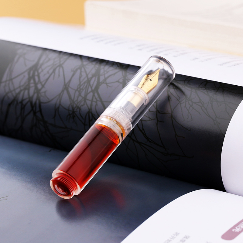 Master φοντάν πένα με ακρυλικό περίβλημα, σύστημα τροφοδοσίας μελανιού με δοχείο, ακροφύσιο ιριδίου, μοντέλο Pill, σχεδίαση για τσέπη, σκληρή συσκευασία από χαρτόνι