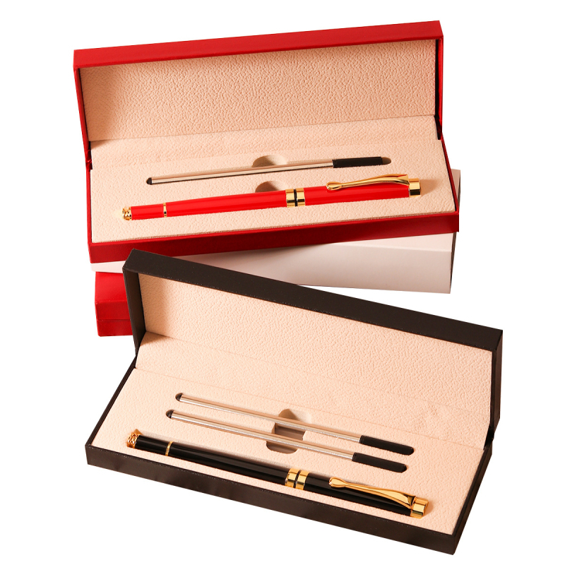 Hill plastikinis verslo dovanų rašiklių rinkinys dovanų dėžutėje su pritaikytu logotipu, modernus minimalistinis stilius