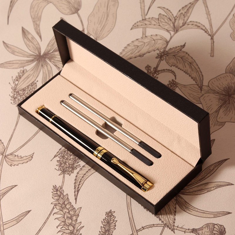 Hill plastikinis verslo dovanų rašiklių rinkinys dovanų dėžutėje su pritaikytu logotipu, modernus minimalistinis stilius