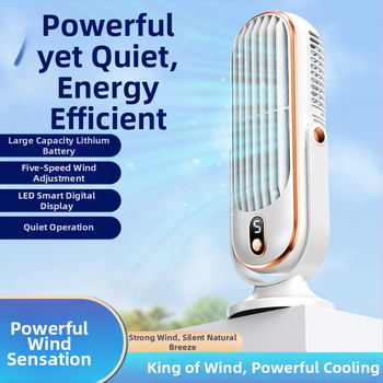 Επιτραπέζιος επαναφορτιζόμενος USB ανεμιστήρας με κινητήρα χωρίς ψήκτρες και ψηφιακή οθόνη, 3 ταχύτητες, διάρκεια μπαταρίας 6–8 ωρών