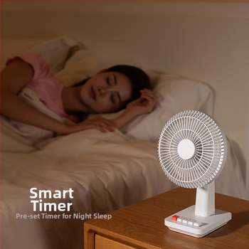 Επιτραπέζιος ανεμιστήρας με κίνηση κεφαλής, φόρτιση USB, ενσωματωμένη μπαταρία 4000-6000 mAh, 4 ταχύτητες, κινητήρας brushless, ήσυχη λειτουργία κάτω από 36 dB