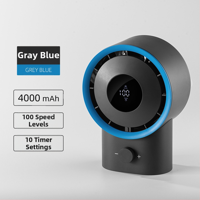 Επιτραπέζιος ανεμιστήρας με κίνηση κεφαλής, φόρτιση USB, ενσωματωμένη μπαταρία 4000-6000 mAh, 4 ταχύτητες, κινητήρας brushless, ήσυχη λειτουργία κάτω από 36 dB