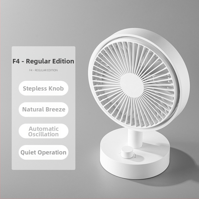 Επιτραπέζιος ανεμιστήρας με κίνηση κεφαλής, φόρτιση USB, ενσωματωμένη μπαταρία 4000-6000 mAh, 4 ταχύτητες, κινητήρας brushless, ήσυχη λειτουργία κάτω από 36 dB