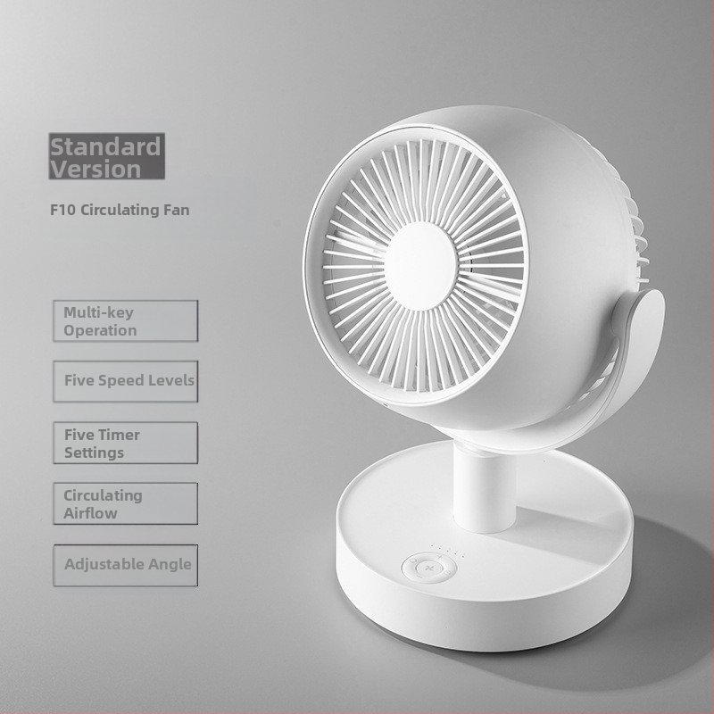 Επιτραπέζιος ανεμιστήρας με κίνηση κεφαλής, φόρτιση USB, ενσωματωμένη μπαταρία 4000-6000 mAh, 4 ταχύτητες, κινητήρας brushless, ήσυχη λειτουργία κάτω από 36 dB