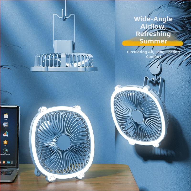 Настолна лампа с вентилатор USB, 3 скорости, механичен режим, сваляема батерия, четков мотор