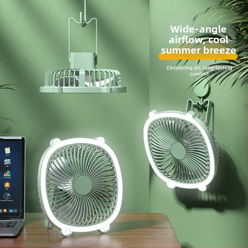 Настолна лампа с вентилатор USB, 3 скорости, механичен режим, сваляема батерия, четков мотор