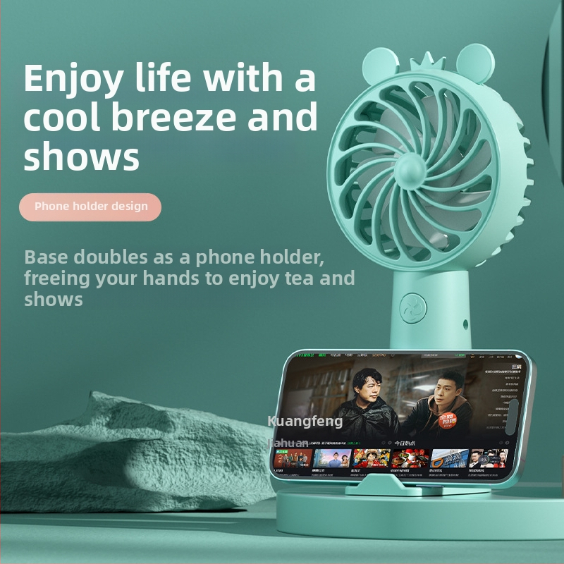 USB stalo lempos ventiliatorius su apšvietimu, 3 greičiai, mechaninis režimas, išimama baterija