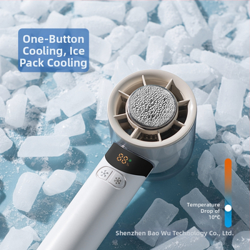 Φορητός ανεμιστήρας χειρός με τουρμποψύξη, καραμπίνερ, ψηφιακή οθόνη, USB επαναφορτιζόμενος, ήσυχος (Μοτέρ χωρίς ψήκτρες, ενσωματωμένη μπαταρία 3000mAh, 6 λεπίδες)