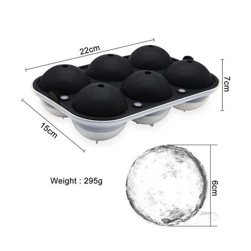 Silicone ledų formų rinkinys, 6 vnt., apvalios formos su 4 skylėmis, talpa 200 ml, greitas užšaldymas, lengvas išėmimas