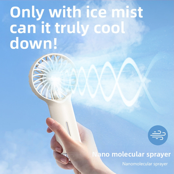 Rankinis purškimo ventiliatorius, nešiojamas mini USB įkrovimas, 6 mentelės, su šepetėlių varikliu, 3 greičiai, keičiamas Li-ion akumuliatorius 500–800 mAh