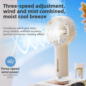 Rankinis purškimo ventiliatorius, nešiojamas mini USB įkrovimas, 6 mentelės, su šepetėlių varikliu, 3 greičiai, keičiamas Li-ion akumuliatorius 500–800 mAh