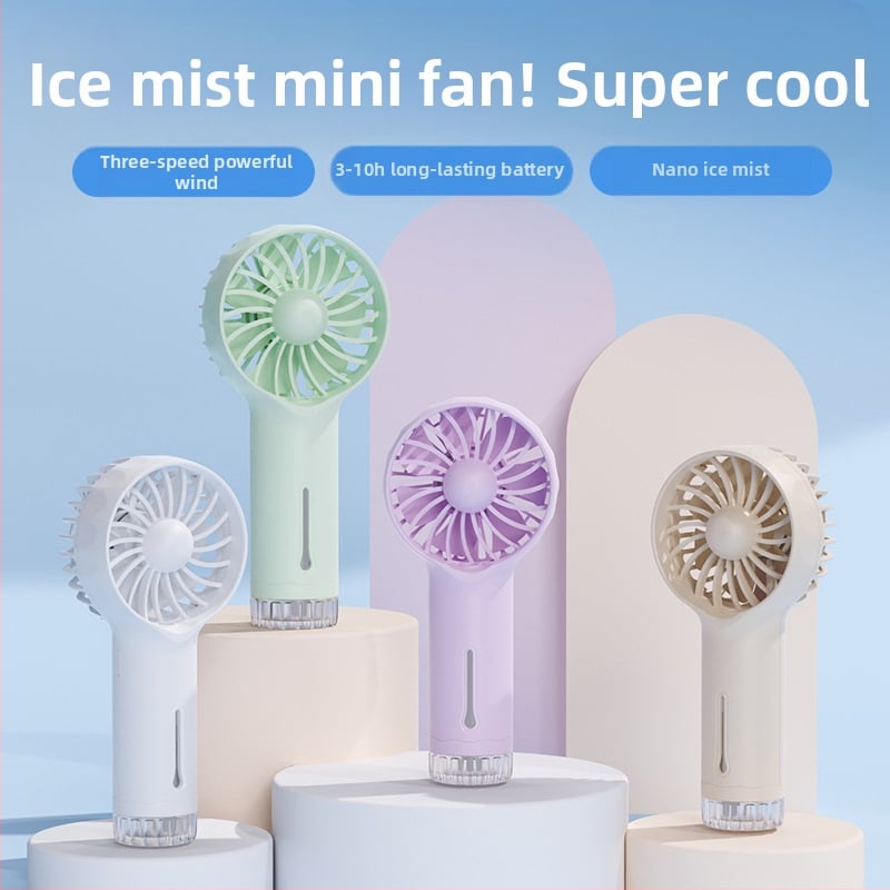 Rankinis purškimo ventiliatorius, nešiojamas mini USB įkrovimas, 6 mentelės, su šepetėlių varikliu, 3 greičiai, keičiamas Li-ion akumuliatorius 500–800 mAh