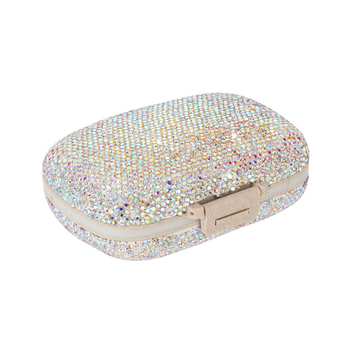 Κουτί χαπιών με 8 διαμερίσματα, φορητός αδιάβροχος ταξιδιωτικός οργανωτής χαπιών, με πλαστικά στρας, χωρητικότητα 50 ml