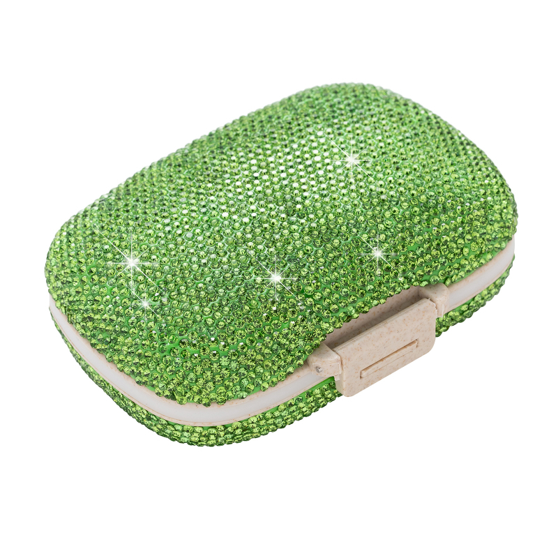 8 rekeszes tablettás doboz, hordozható vízálló utazási szervező műanyag strasszokkal, 50 ml kapacitás