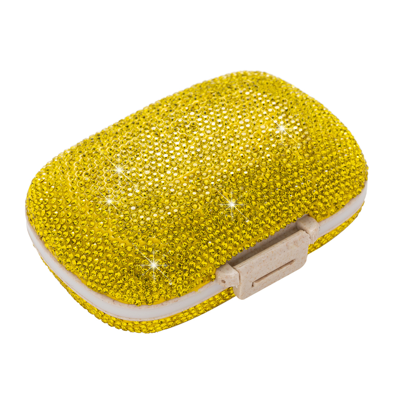 8 rekeszes tablettás doboz, hordozható vízálló utazási szervező műanyag strasszokkal, 50 ml kapacitás