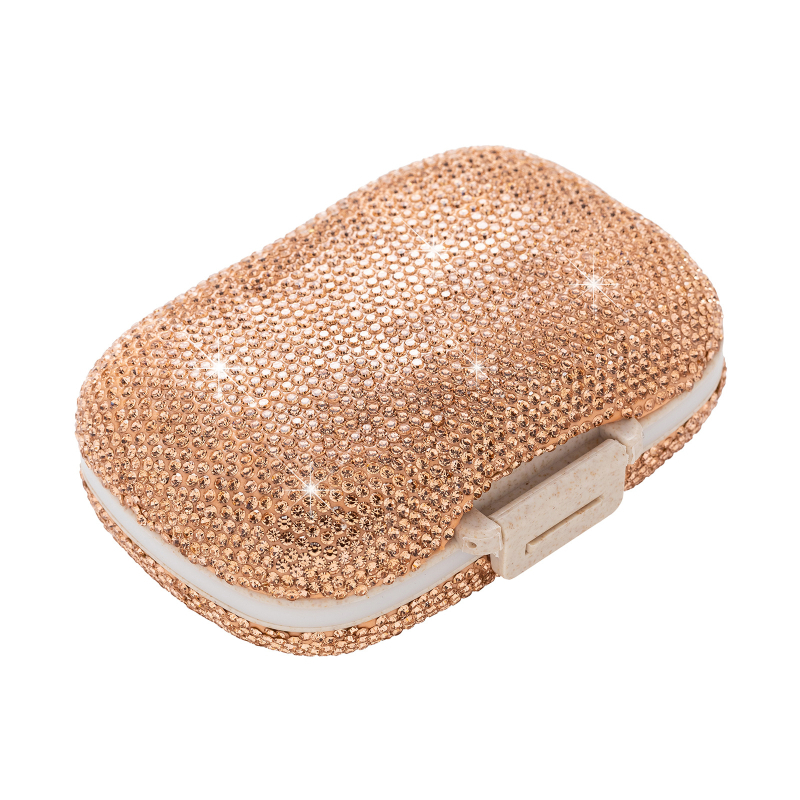 8 rekeszes tablettás doboz, hordozható vízálló utazási szervező műanyag strasszokkal, 50 ml kapacitás