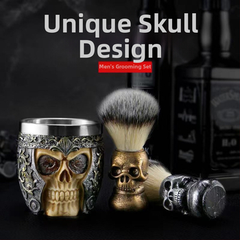 Vyrų veido valymo 2 dalių rinkinys: kaukolės formos šepetėlis su nailoninėmis šerelėmis ir putojančias dubuo, Yongba, kilmė Guangzhou