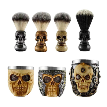 Vyrų veido valymo 2 dalių rinkinys: kaukolės formos šepetėlis su nailoninėmis šerelėmis ir putojančias dubuo, Yongba, kilmė Guangzhou