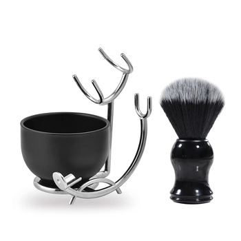 Държач за четка за бръснене — многофункционален, от железна сплав, с пяна четка и инструмент за контуриране на лицето