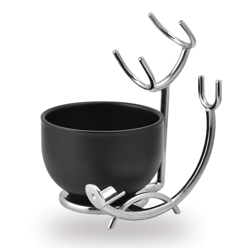 Държач за четка за бръснене — многофункционален, от железна сплав, с пяна четка и инструмент за контуриране на лицето