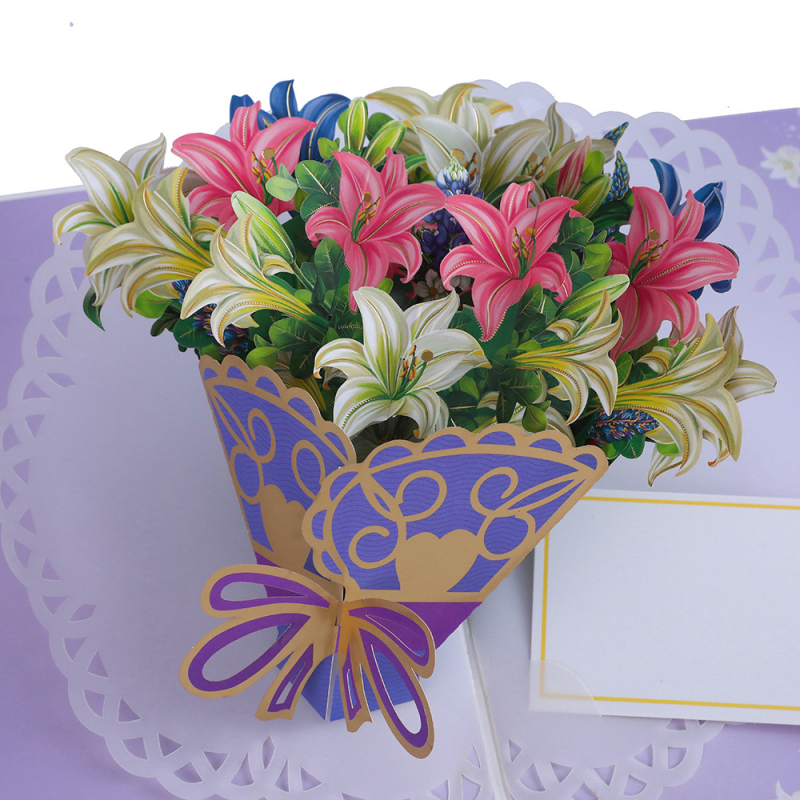 Κάρτα ευχών για την Ημέρα του Δασκάλου, 3D με μπουκέτο ηλιοτροπών, χειροποίητη, διπλωτή