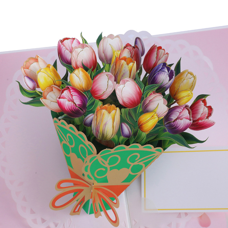 Κάρτα ευχών για την Ημέρα του Δασκάλου, 3D με μπουκέτο ηλιοτροπών, χειροποίητη, διπλωτή