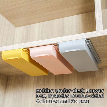 Κρυφός οργανωτής γραφείου κάτω από το γραφείο με κόλλα χωρίς διάτρηση, PP πλαστικό για έγγραφα, γραφικές ύλες και μικροαντικείμενα