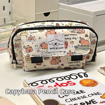 Pieštukų dėžutė su atverčiu dangčiu, talpi, daugiafunkcinis biuro organizatorius, poliesteris