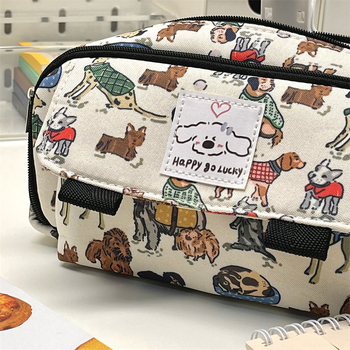 Pieštukų dėžutė su atverčiu dangčiu, talpi, daugiafunkcinis biuro organizatorius, poliesteris