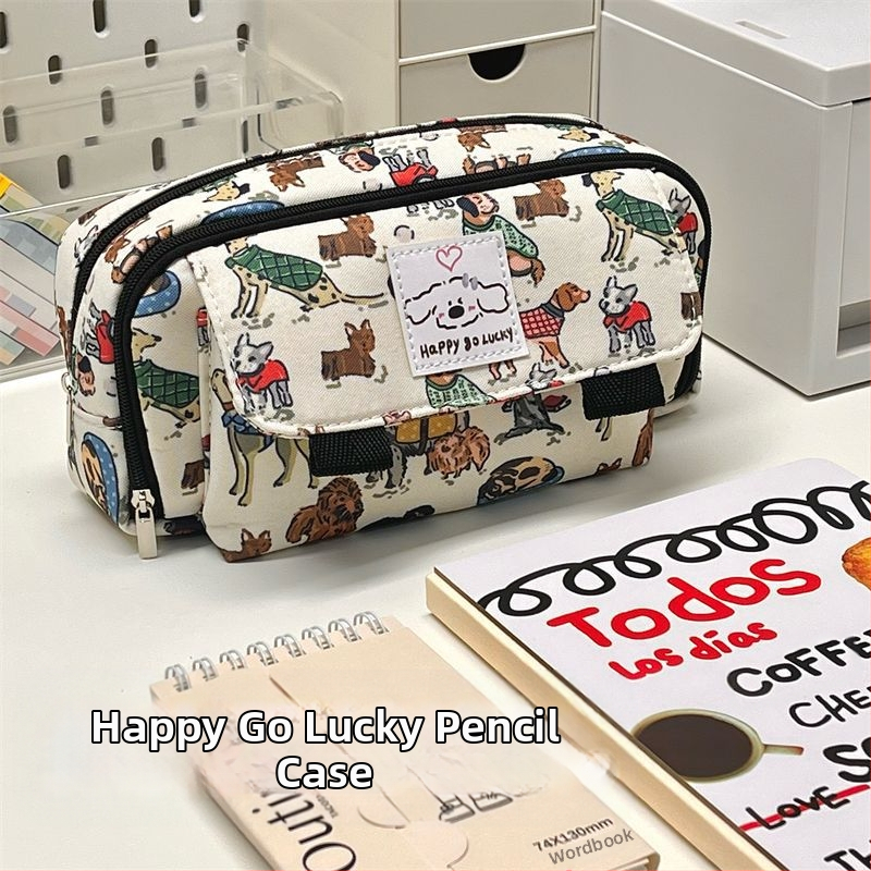 Pieštukų dėžutė su atverčiu dangčiu, talpi, daugiafunkcinis biuro organizatorius, poliesteris