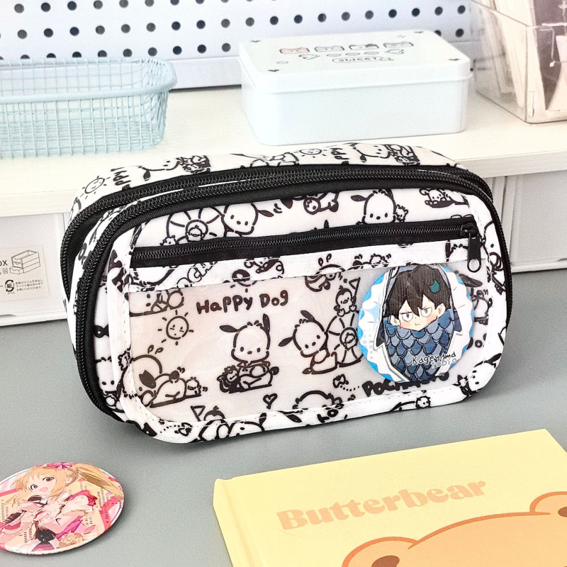 Pieštukų dėžutė su atverčiu dangčiu, talpi, daugiafunkcinis biuro organizatorius, poliesteris