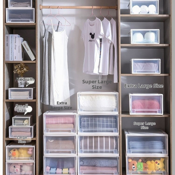 Πλαστικό κουτί αποθήκευσης με συρτάρι, πολλαπλών επιπέδων οργάνωση ντουλάπας, 18 L χωρητικότητα, για εσώρουχα και καλλυντικά