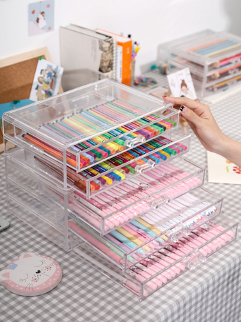 Πλαστικός οργανωτής γραφείου με 6 θήκες, χωρίς εγκατάσταση, θήκη στυλό για σχολικά είδη