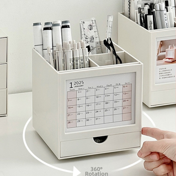 Rašiklių organizatorius su pasukamu laikikliu, kvadratinė forma, modelis 985, medžiaga: šilkinė gėlė, tinkamas kaip dovana naujajam namui