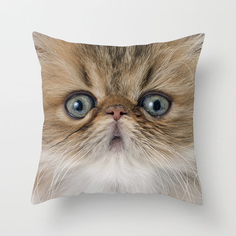 Spilvens pārvalks no velūra ar kaķa motīvu – karikatūru raksts, nordiskais stils, dzīvojamā istaba