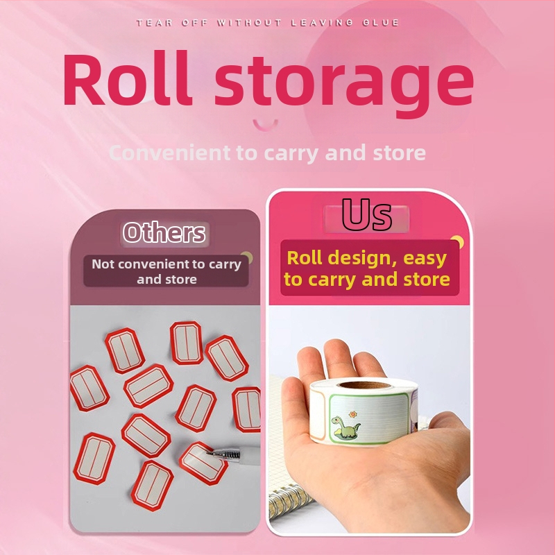 JZXMT-001KMY Ръкописна етикета за имена — самоклеещ се стикер за клас, ролка, 300 етикети на страница