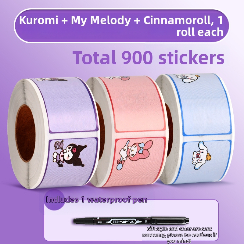 JZXMT-001KMY Rankraštinė vardų lipdukas, ruloninė lipdukinė etiketė klasei, 300 lipdukų puslapyje