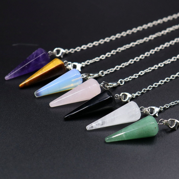 Κολιέ γεωμετρικού κρυσταλλικού κρεμαστού: αμέθιστος, Powder Crystal και κρύσταλλος; γυαλιστερό φινίρισμα