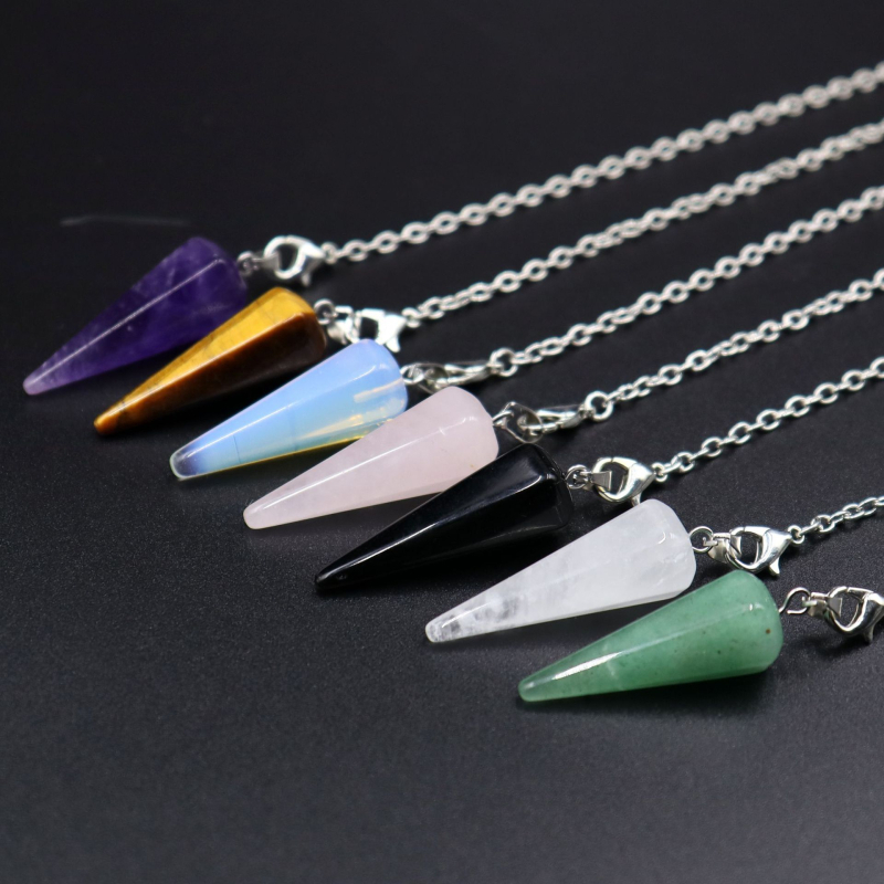 Κολιέ γεωμετρικού κρυσταλλικού κρεμαστού: αμέθιστος, Powder Crystal και κρύσταλλος; γυαλιστερό φινίρισμα