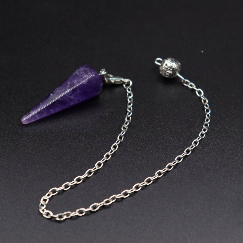 Κολιέ γεωμετρικού κρυσταλλικού κρεμαστού: αμέθιστος, Powder Crystal και κρύσταλλος; γυαλιστερό φινίρισμα