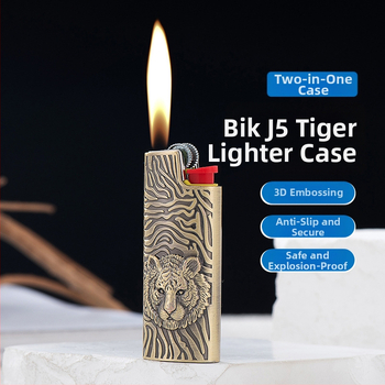 YF922-J5 μεταλλικός αναπτήρας με βουτάνιο, ανάγλυφος σχεδιασμός τίγρης, προσαρμόσιμος